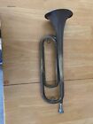 Antique Brass Bugle Circa Ww1 Or Ww2   Dent In Bell  Plays 