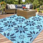 Outdoor Rugs Plastic Straw Patio Rugs 5x7 Ft  Blue  Black  Grey Used For Display