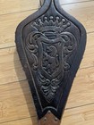 Vintage Carved Wood brass Fireplace Bellows With Tacked Leather Works