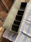 Antique vintage Divided Wood Box With Attached Wood Lid Dark Green Divided Box