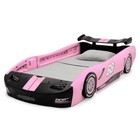 Kids Pink Turbo Race Car Twin Plastic Toddler Girls Children Bedroom Furniture