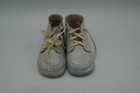 Vintage White Leather Baby Shoes Lace Up Hard Sole Mid Top Walking Shoes