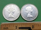 2 Silver Canadian Coat Of Arms 50-cent Coins  80  Silver Coins  1956  1963