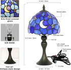 8  Tiffany Style Moon Stars Stained Glass Table Lamp Vintage Bedside Night Light