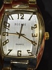 Vintage Decade Gold-tone Tonneau Quartz Watch - Brushed Silver Dial