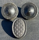 Horse Bridle Rosettes 1800 s Gutta Percha Bakelite Checked Pattern  lot Of 3 