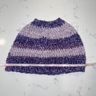 Messy Bun Crochet Ponytail Beanie Hat  Purple