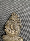 Vintage Cast Brass Elizabethan Galleon Door Knocker Small Nautical Ship 3 75 