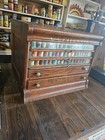 Antique Country Store Corticelli Advertising Oak Spool Cabinet 5 Drawer