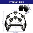 Hordion Tambourine Double Row Metal Jingles Hand Held  Half Black 