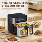 6 34qt Stainless Steel Small Air Fryer W window 8 Food Presets nonstick Basket