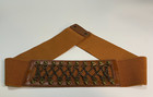 Vintage Light Brown Stretch Belt Metal Corset Chains Medium L 34-37  Waist Fit