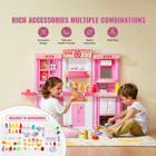 Kitchen Playset Kids Pretend Cooking Play Toy 74 Piece Accessories Pink
