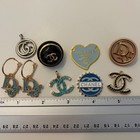 Chanel Cc Zipper Pull Charm Gucci Gold Rhinestone Logo Stamped Button Pendant