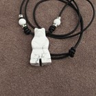 Limited Carved Bear Totem Necklace White Howlite Real Stone Primitive Pendant