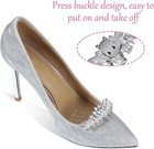 2 Pcs Silver Rhinestone Shoe Clips  Pearl Crystal Decorative Shoe Clips For Wome
