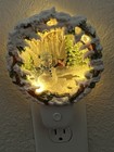 Roman Christmas Night Light Snowman Forest Framed In Snow 7in Plug In Holiday