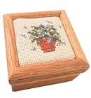 Vintage Needlepoint Box Oak Artist Signed    jem    Flowers Fast Shipping