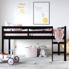 Milton Twin Loft Bed With Safety Guard Rail  Black  Space Saving Junior Size    