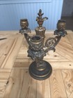 Antique 3 Candle Candelabra Brass Heavy Base Stamp 1789-apprx 12    Paid  275 