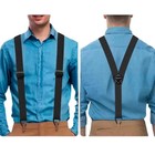 Heavy Duty Elastic Suspenders For Men Trouser Pants Braces Strap Work Belt Us