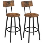  Bar Stools set Of 2 Round Bar Chairs With Back 25 2  Bar Rustic Brown   Black
