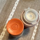 Tupperware Salt   Pepper Shakers Set Orange Beige Plastic With Lids 1503-47