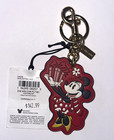 Nwt Coach Disney X Mickey Mouse Red Leather Bag Charm Key Fob Ring Cn008