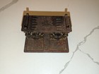 1800s Antique Victorian Cast Iron Double Ink Stand Inkwell Pen Holder One Of   