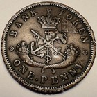 1857 Canada One Penny Bank Token  Free Shipping