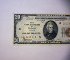 1929  20 National Currency Note National Bank Of Chicago  Ill     a u Nice    