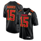Men s  15 Patrick Mahomes Carbon Black Super Bowl Lix Fashion Game Sewn Jersey