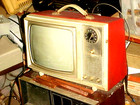 Retro Vintage Tv Admiral 9 Inch B w 1960s Red Pg-912 All Tube Working