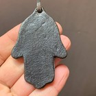 Antique Middle Eastern Hallmarked Silver   Leather Hamsa Hand Of Fatima Pendant