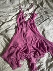 Vtg Victoria   s Secret Pink Chiffon  Slip Dress  Handkerchief Hem Large