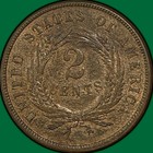1865 Fancy 5 Two Cent Piece Uncirculated Unc Coin  39798