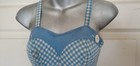 Vintage 50s Blue White Check Swim Suit Bathing Suit Kerrybrooke Sears 34