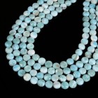 Grade A Natural Larimar Smooth Coin Beads Size 10mm 15 5   Strand