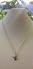 Vintage Silver And Turquoise Eagle Pendant Nice Silver Tone Chain 18   Necklace 