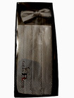 Nwot Louis Roth Men Black Silver Diagonal Stripe Cummerbund   Bow Tie Tuxedo Set