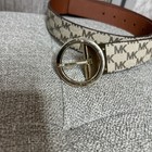 Michael Kors Logo Belt Round Gold Buckle