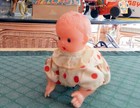 Crawling Celluloid Baby 1950 s Wind-up With Box     Nos   Japan   Video     