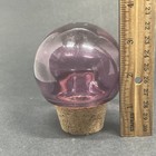Purple Glass Globe Ball Decanter Bottle Stopper Only With Cork Large 3 5   