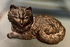 Vintage Cast Iron 10  Black Cat Doorstop With Green Eyes