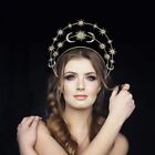 Sun Moon Stars Goddess Crown Halo Headband Cown Tiara  Boho Gold Halo Headpiece