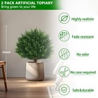 16 Inches Artificial Cedar Topiary Ball Trees With Ground Spike 2 Pack Uv Resis
