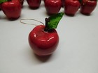 Lot Of 24 Vtg Hanging Apple Christmas Tree Ornaments With Leaf - Shiny Red