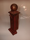 Vintage 1920 1930 s Arcade Cast Iron Gas Pump Gold Ball Top Paint  Loss