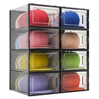 Hat Organizer Storage Box 8 Pack Stackable Clear Plastic Cap Display Dust Free