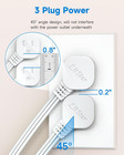 Flat Plug 1ft Short Extension Cord  White 90-degree Plug Low Profile Power Adapt